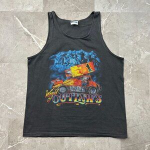Vintage World Of Outlaws Graphic Tee Mens XL Tank Top Dirt Track Sprint Racing